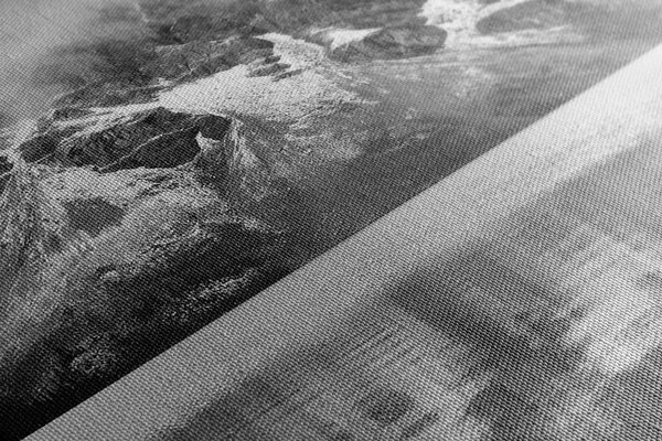 Πίνακας σε καμβά λίμνη κοντά σε υπέροχο βουνό σε ασπρόμαυρο
