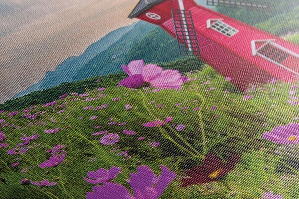 Πίνακας σε καμβά λιβάδι κοντά στον μαγικό μύλο
