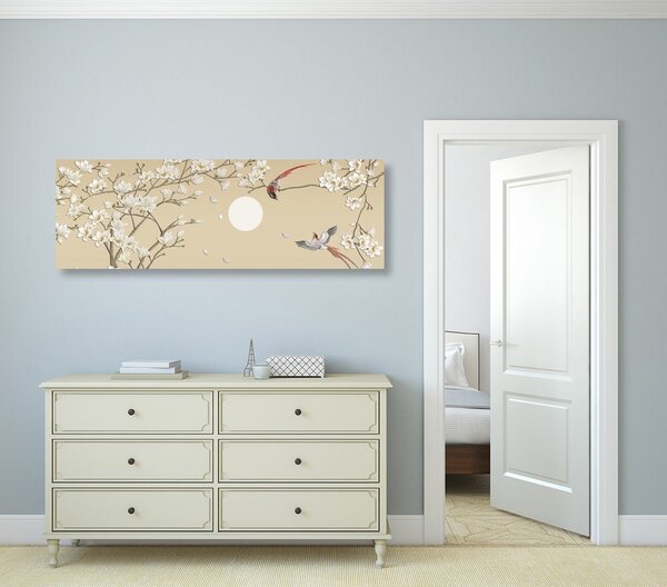 Πίνακας σε καμβά πουλάκια σε κλαδί δέντρου