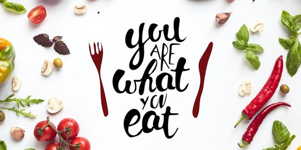 Πίνακας σε καμβά με επιγραφή - You are what you eat