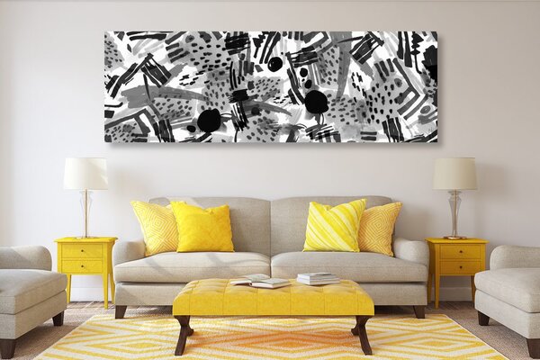 Πίνακας σε καμβά ασπρόμαυρη pop art αφαίρεση