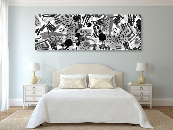 Πίνακας σε καμβά ασπρόμαυρη pop art αφαίρεση