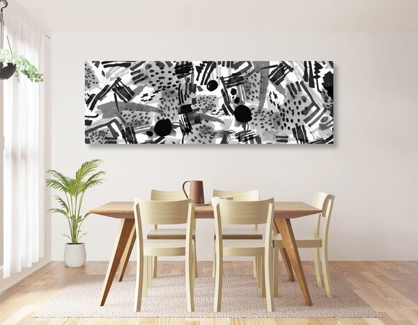 Πίνακας σε καμβά ασπρόμαυρη pop art αφαίρεση
