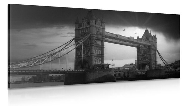 Πίνακας σε καμβά ηλιοβασίλεμα πάνω από το Tower Bridge σε ασπρόμαυρο