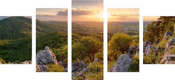 Πεντάπτυχος πίνακας φύση λουσμένη στο φως του ήλιου