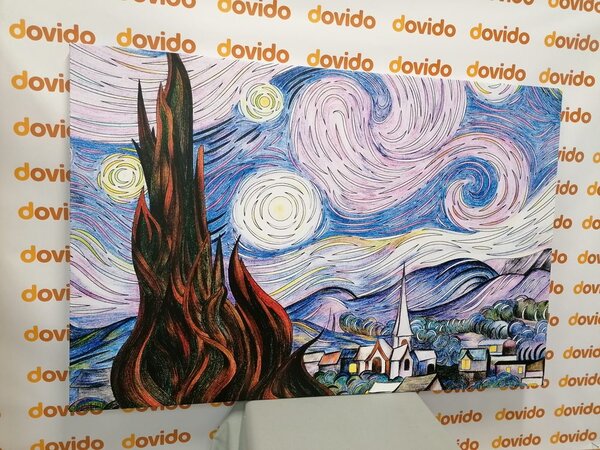 Πίνακας σε καμβά αναπαραγωγή Hvězdná noc - Vincent van Gogh