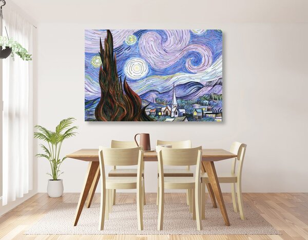 Πίνακας σε καμβά αναπαραγωγή Hvězdná noc - Vincent van Gogh