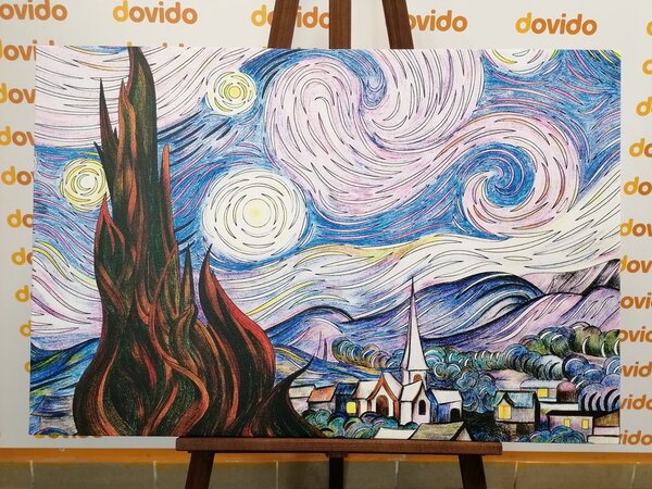 Πίνακας σε καμβά αναπαραγωγή Hvězdná noc - Vincent van Gogh