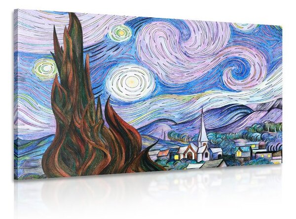 Πίνακας σε καμβά αναπαραγωγή Hvězdná noc - Vincent van Gogh
