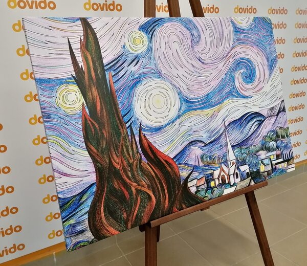 Πίνακας σε καμβά αναπαραγωγή Hvězdná noc - Vincent van Gogh