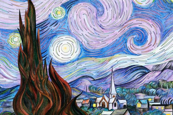 Πίνακας σε καμβά αναπαραγωγή Hvězdná noc - Vincent van Gogh