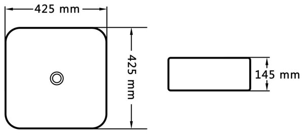 Νιπτήρας Λευκός 42,5 x 42,5 x 14,5 εκ. Κεραμικός - Λευκό