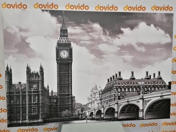 Πίνακας σε καμβά big Ben στο Λονδίνο σε ασπρόμαυρη εκδοχή