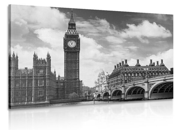 Πίνακας σε καμβά big Ben στο Λονδίνο σε ασπρόμαυρη εκδοχή