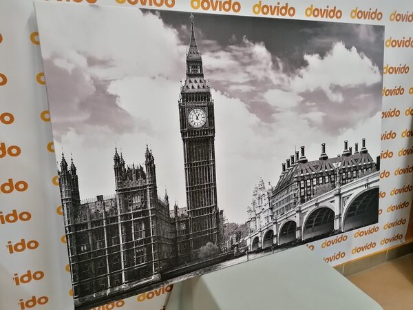 Πίνακας σε καμβά big Ben στο Λονδίνο σε ασπρόμαυρη εκδοχή