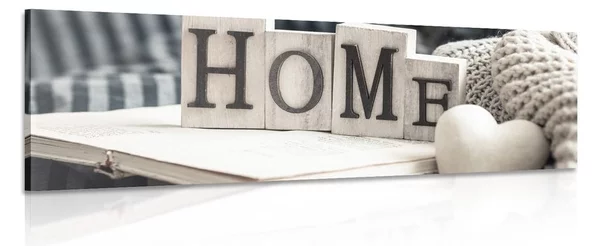 Πίνακας σε καμβά με επιγραφή Home και νεκρή φύση