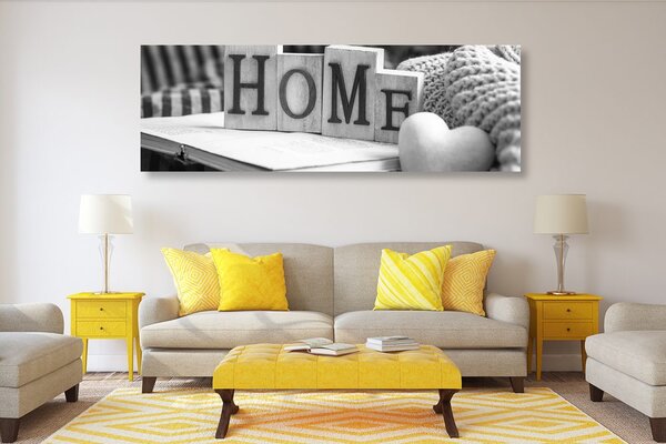Πίνακας σε καμβά με την επιγραφή Home και νεκρή φύση σε ασπρόμαυρη εκδοχή