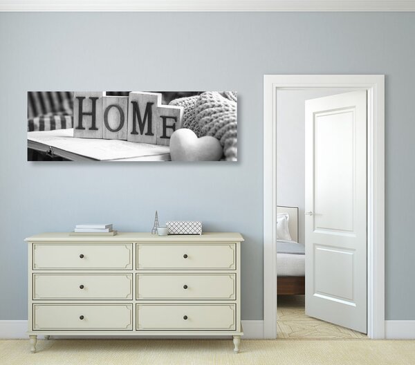 Πίνακας σε καμβά με την επιγραφή Home και νεκρή φύση σε ασπρόμαυρη εκδοχή