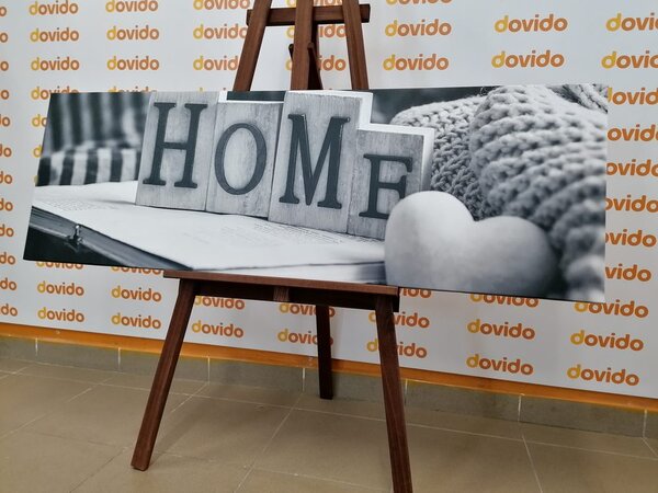 Πίνακας σε καμβά με την επιγραφή Home και νεκρή φύση σε ασπρόμαυρη εκδοχή
