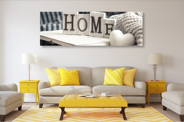 Πίνακας σε καμβά με επιγραφή Home και νεκρή φύση