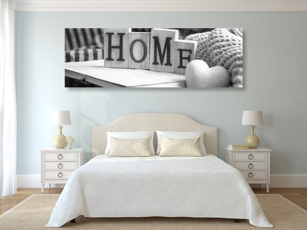 Πίνακας σε καμβά με την επιγραφή Home και νεκρή φύση σε ασπρόμαυρη εκδοχή