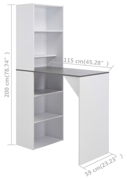 Τραπέζι Μπαρ με Ντουλάπι Λευκό 115 x 59 x 200 εκ. - Λευκό