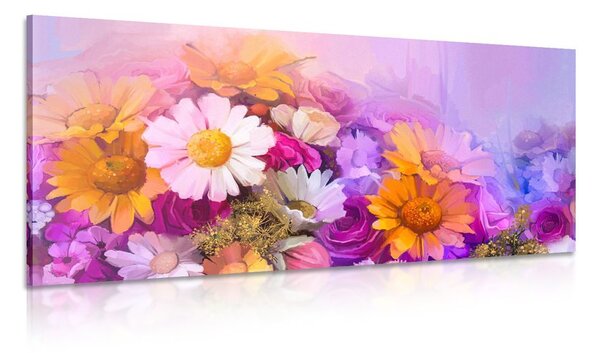 Πίνακας σε καμβά ελαιογραφία χρωματιστών λουλουδιών