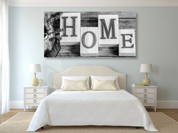 Πίνακας σε καμβά γράμματα Home σε ασπρόμαυρο