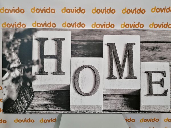 Πίνακας σε καμβά γράμματα Home σε ασπρόμαυρο