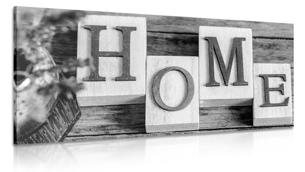 Πίνακας σε καμβά γράμματα Home σε ασπρόμαυρο