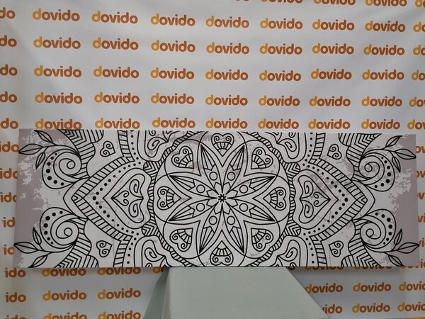 Πίνακας σε καμβά μαντάλα με αρχαϊκή αίσθηση σε ασπρόμαυρη εκδοχή