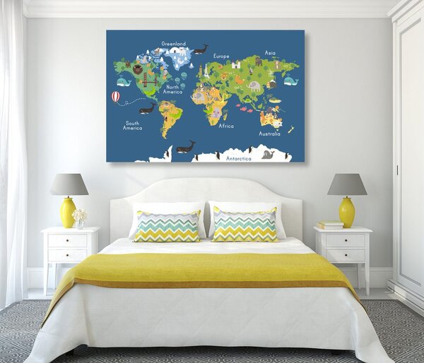 Πίνακας σε καμβά χάρτης του κόσμου για παιδιά