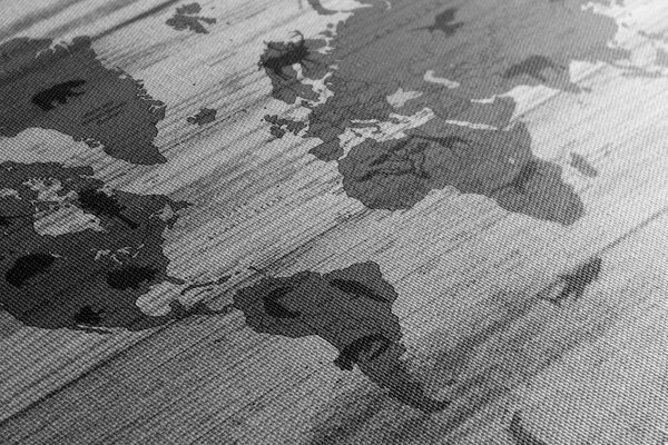 Πίνακας σε καμβά ασπρόμαυρος χάρτης σε ξύλινη βάση