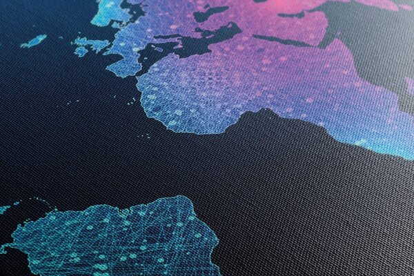 Πίνακας σε καμβά νυχτερινός χάρτης του κόσμου