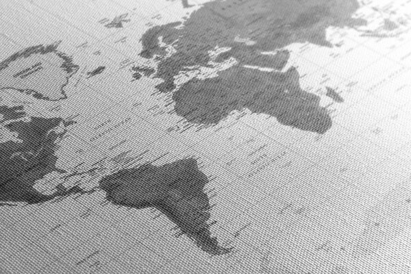 Πίνακας σε φελλό υπέροχος χάρτης του κόσμου σε ασπρόμαυρο