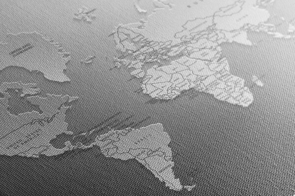 Πίνακας σε καμβά ασπρόμαυρος χάρτης του κόσμου σε πρωτότυπη εκδοχή