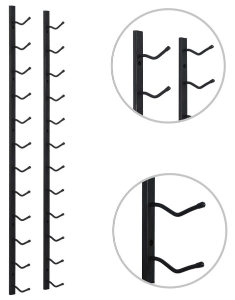 Βάση Κρασιών Τοίχου για 12 Φιάλες Μαύρη Σιδερένια - Μαύρο