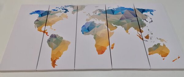 Πεντάπτυχος πίνακας πολυγωνικός χάρτης του κόσμου