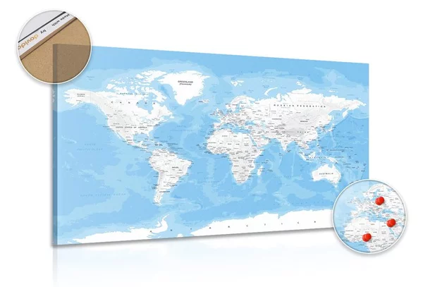 Πίνακας σε φελλό στυλάτος χάρτης του κόσμου