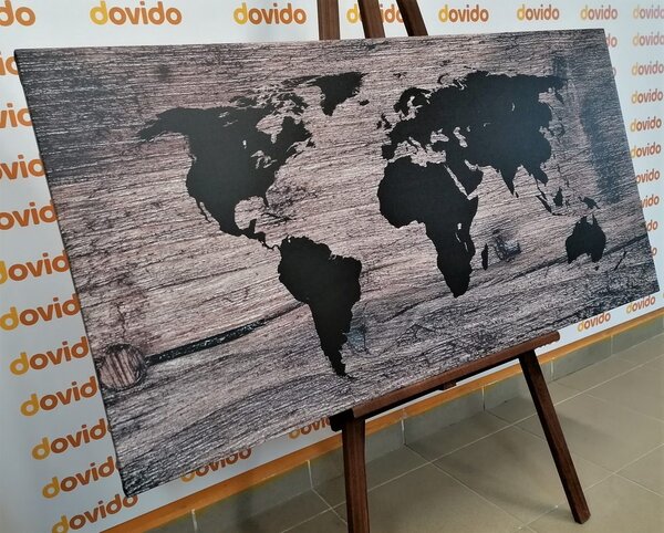 Πίνακας σε φελλό χάρτης του κόσμου σε σκούρο ξύλο