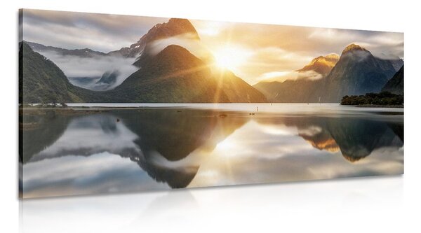 Πίνακας σε καμβά milford Sound κατά την ανατολή του ήλιου