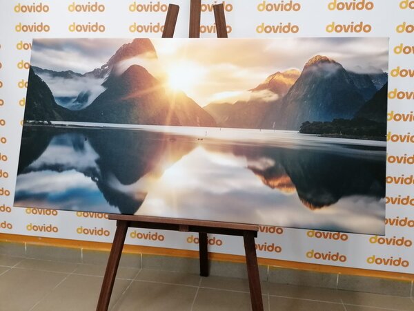 Πίνακας σε καμβά milford Sound κατά την ανατολή του ήλιου