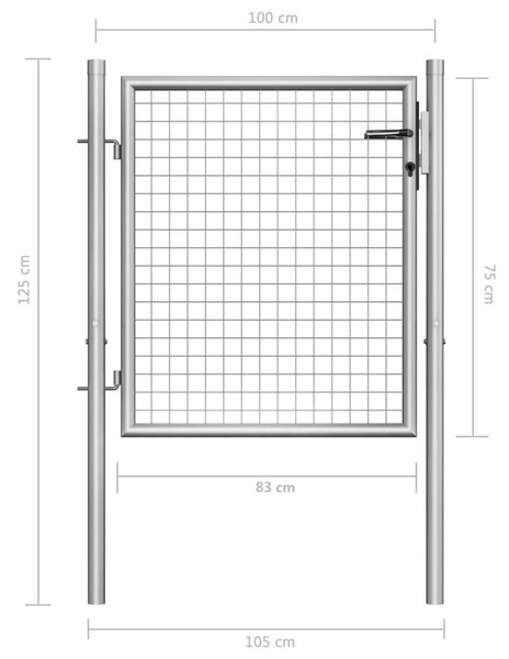 Πόρτα Περίφραξης Ασημί 105 x 125 εκ. από Γαλβανισμένο Χάλυβα - Ασήμι