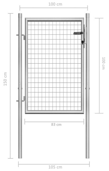 Πόρτα Περίφραξης Ασημί 105 x 150 εκ. από Γαλβανισμένο Χάλυβα - Ασήμι