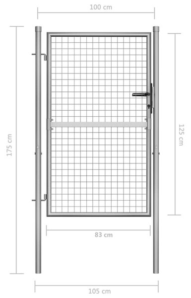 Πόρτα Περίφραξης Ασημί 105 x 175 εκ. από Γαλβανισμένο Χάλυβα - Ασήμι