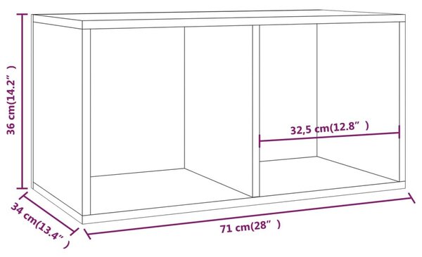 Έπιπλο Δίσκων Βινυλίου Γυαλ. Λευκό 71x34x36 εκ. Επεξεργ. Ξύλο - Λευκό