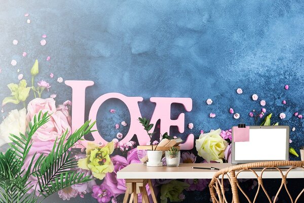 Φωτοταπετσαρία επιγραφή Love
