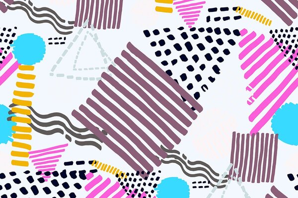 Ταπετσαρία τοίχου μοτίβο Memphis σε στυλ pop-art