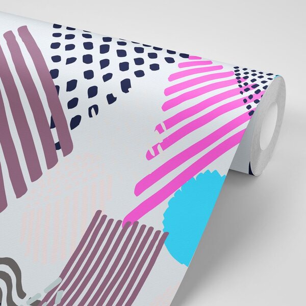Ταπετσαρία τοίχου μοτίβο Memphis σε στυλ pop-art