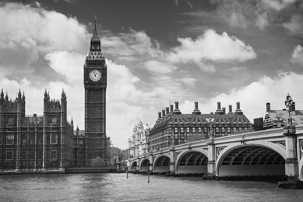 Φωτοταπετσαρία big Ben στο Λονδίνο σε ασπρόμαυρο